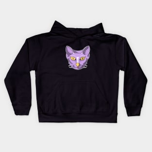 cute purple sand cat face Kids Hoodie